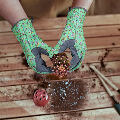 Bamllum Gardening Gloves for Women, Leather Garden Gloves - color: Green