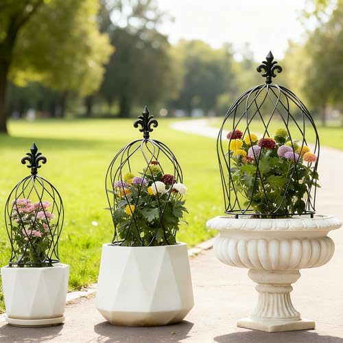 3PCS Metal Trellis Set for Climbing Plants - Indoor & Outdoor Decor - size: 26" x 11"
