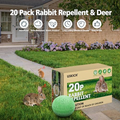 Rabbit Repellent Outdoor,20 Pack Natural Peppermint Oil Rabbit Repellent - color: Green-rabbit