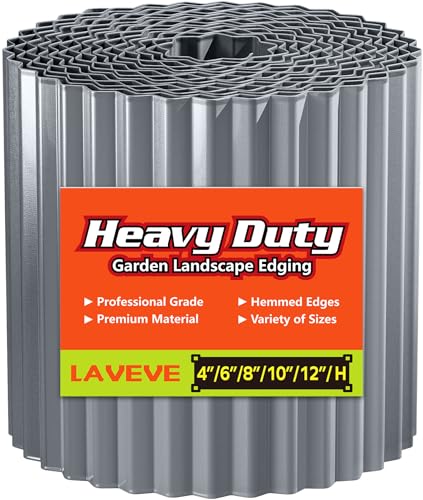 LAVEVE Corrugated Metal Garden Edging 6" x 40Ft, Landscape Edging Border - color: Light Gray