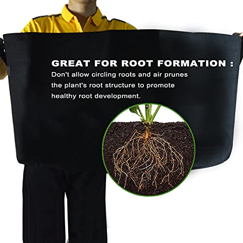 6-Pack 45 Gallon Large Non-Woven Grow Bags Reusable Thickened Durable Aeration Fabric Pot with Reinforced Handles Black (45Gal_6Pcs) - color: 45gal_6pcs