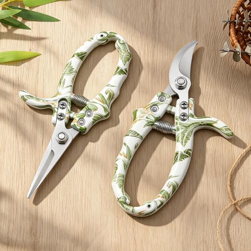 Garden Pruning Shears, Bypass Pruning Shears, Easy Lock, Floral Patterns, Professional Garden Clippers for Plants and Flowers - color: Bypass