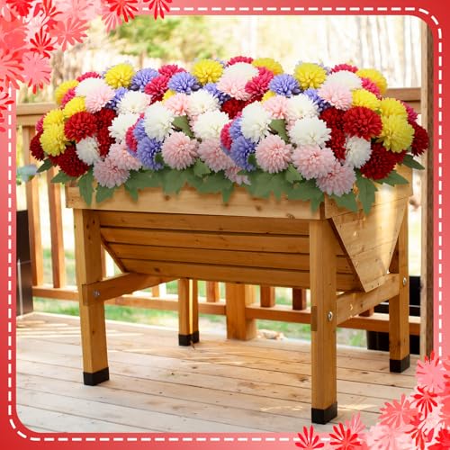 XunYee 12 Pcs Fall Artificial Flowers for Outdoor Faux Mums,Vivid Color - color: Vivid