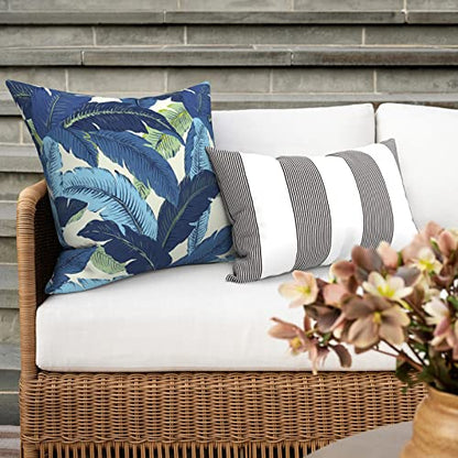 Outdoor 16x16 Inch Throw Pillow Covers Set of 2, All Weather Square Pillow Cases, Covers ONLY, Patio Cushion Pillow of Home Furniture Use, Swaying Palms Blue - color: Swaying Palms Blue, size: 16" x 16" (Pack of 2)