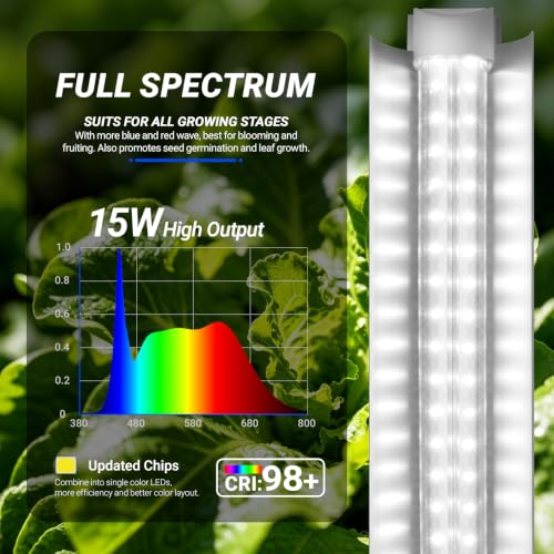 Barrina T8 1FT Grow Light, 5000K Full Spectrum LED Grow Light Strip, 6 Pack - size: 1FT
