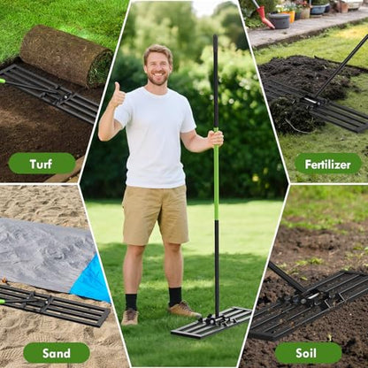 Seeutek Lawn Leveling Rake, 45" x 10" Heavy Duty Ground Leveler - size: 45"*10"