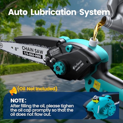 Mini Chainsaw with 1500W Brushless Motor, Electric Saw for Wood Cutting - color: Deep Blue