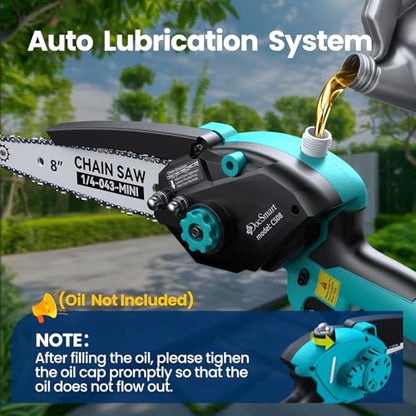 Mini Chainsaw with 1500W Brushless Motor, Electric Saw for Wood Cutting - color: Deep Blue