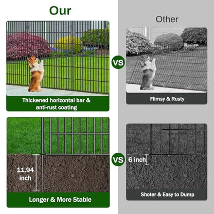 10 Panel No Dig Decorative Garden Fence 48" H x 22.6'L Outdoor Dog Barrier - size: 48 in(H) X 22.6 ft(L)