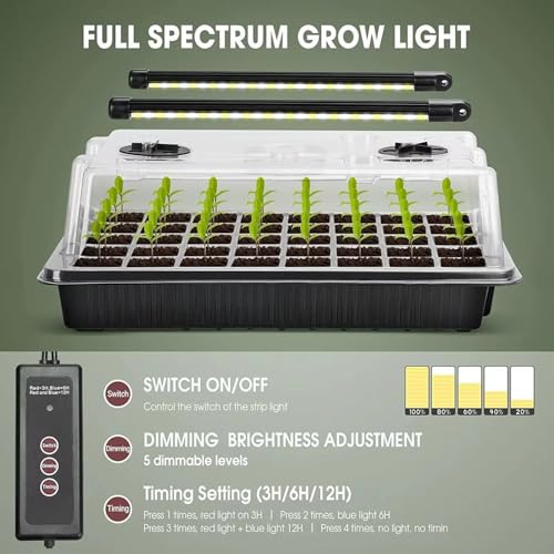 GROZY Seed Starter Tray with Grow Light 40-Cell Seedling Timer Setting