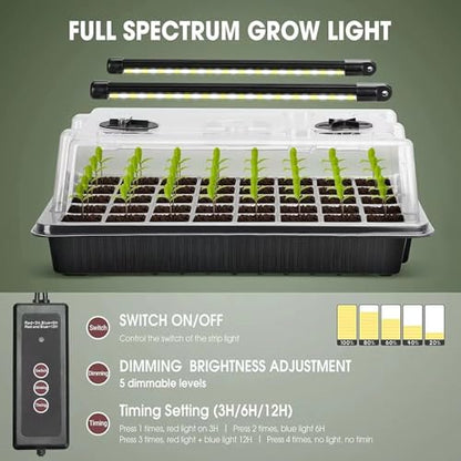 GROZY Seed Starter Tray with Grow Light 40-Cell Seedling Timer Setting