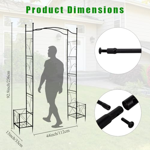 Metal Garden Arbors 93" Thickened Arch Trellis for Climbing Plants - color: Square with Planter Box