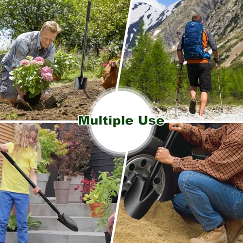 Small Shovel 43.3Inch Durable Metal Shovel for Digging Small Spade Shovel Garden Shovel for Gardening Digging Camping Farming and Outdoors, Black - color: Black