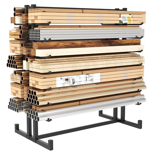 7-Tier Steel Storage Rack,Detachable Lumber Storage Rack,Load 2000 Lbs Heavy Organizer Shelf for Garage Shed Basement(No Wheel) - style: No Wheel
