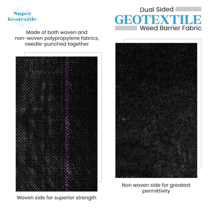 Super Geotextile Professional 5oz Geotextile Weed Barrier Fabric - Heavy Duty Landscape Fabric for Gardening, Landscaping, Weed Fabric (8x100) - size: 8' x 100'