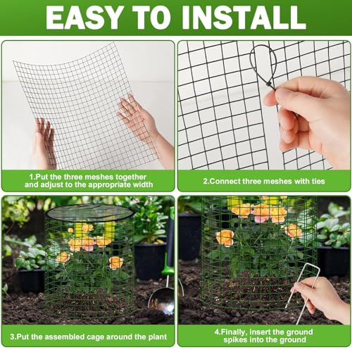 Plant Protector from Animals, 4 Pack 16”x 16" Wire Cage Cloches
