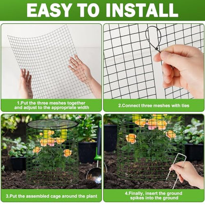Plant Protector from Animals, 4 Pack 16”x 16" Wire Cage Cloches