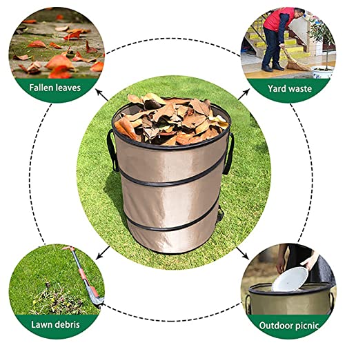 Leaf Trash Can, 10 Gallon Portable Trash Can, Reinforced Steel Spring Oxford Cloth Collapsible Leaf Bag Pop Up Garbage Can Waste Bag Container For Camping and Yard