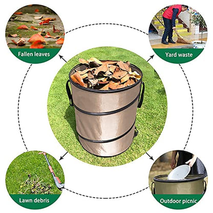Leaf Trash Can, 10 Gallon Portable Trash Can, Reinforced Steel Spring Oxford Cloth Collapsible Leaf Bag Pop Up Garbage Can Waste Bag Container For Camping and Yard