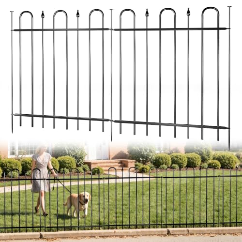 24.3ft(L) x 32.3in(H) 10 Panels Metal Decorative Garden Fence - size: 10 Panels-24.3ft(L) x 32.3in(H)