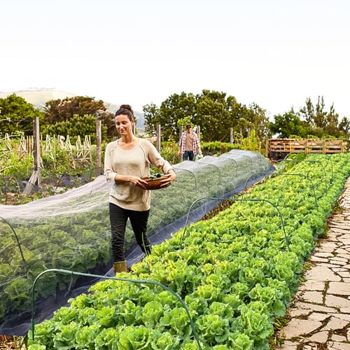 10 Sets Greenhouse Hoops Grow Tunnel-41.3" W x 31.5" H with 30 PCS Clamps,DIY Garden Hoop Plastic Rustproof Support Frame Garden Hoop Stakes for Plants Fruits Vegetables Raised Garden Beds Row Cover