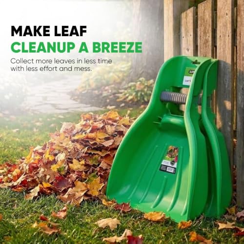 Superio Leaf Scoops, Leaf Collector Hand Rake for Lawn & Garden Cleanup, Plastic Leaf Grabber, Handheld Gardening Tool, Green, 1 Pair