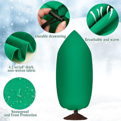Zip A Tree Cover Freeze Protection, Thick Plant Protection Cover Bags for Outdoor Plants with Drawstring, Zip-Up Frost Blankets for Cedars, Juniper, Cypress Trees and Christmas Tree (1, Green)