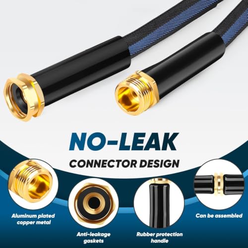 Garden Hose 50 ft, Non-Expanding Water Hose, Flexible Ultra-Light - color: Black, size: 50FT