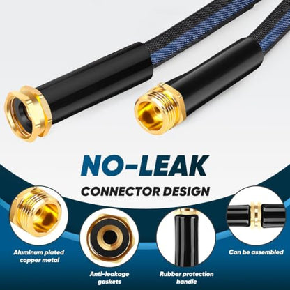 Garden Hose 50 ft, Non-Expanding Water Hose, Flexible Ultra-Light - color: Black, size: 50FT