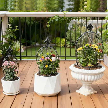 3PCS Metal Trellis Set for Climbing Plants - Indoor & Outdoor Decor - size: 26" x 11"