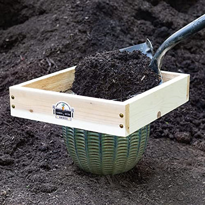 Cedar Garden Sifter for Compost, Dirt and Potting Soil - Handcrafted in The USA - Sustainable Cedar - Heavy Duty Stainless Grate (Handheld)