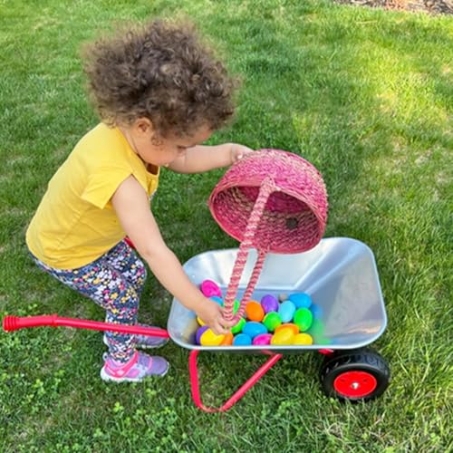 Kids Metal Wheelbarrow 2 Wheel Children Wheelbarrow for Kids(Silver) - color: Silver