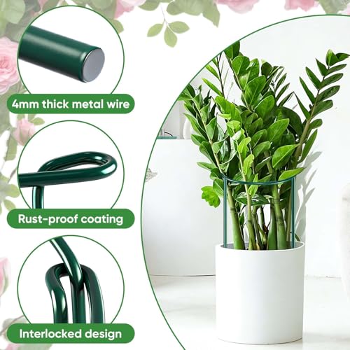 8 Pack 32 or 16 inch Adjustable Plant Support Stakes, Heavy-Duty Half Round Peony Support, Garden Plant Stakes Cage for Outdoor Plants, Peony, Tomato, Hydrangea, (16In Support +16In Extension Tubes) - size: 10"W x31.8"H