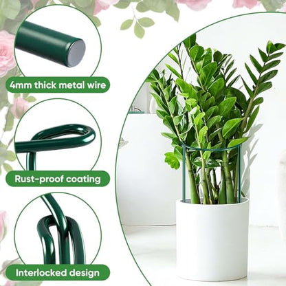 8 Pack 32 or 16 inch Adjustable Plant Support Stakes, Heavy-Duty Half Round Peony Support, Garden Plant Stakes Cage for Outdoor Plants, Peony, Tomato, Hydrangea, (16In Support +16In Extension Tubes) - size: 10"W x31.8"H