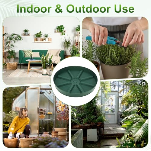 M METERXITY 2-Pack Plant Saucer, 11.22 Inch/28.5 cm Plastic Plant Trays Thicker for Pots/Indoor/Outdoor/Water Drainage and Protection, Flowerpot Drip Tray [Green] - size: 11.22 in