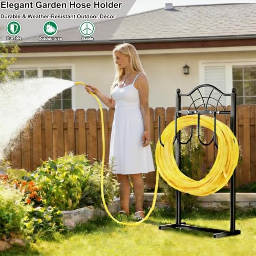 Hose Holder,100ft Capacity Garden Hose holder,Fence Style - style: Classic Fan Design