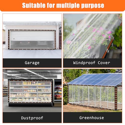 10x12FT Heavy Duty Clear Waterproof Tarp,Outdoor Garden Rainproof Covering - size: 10 x 12 FT