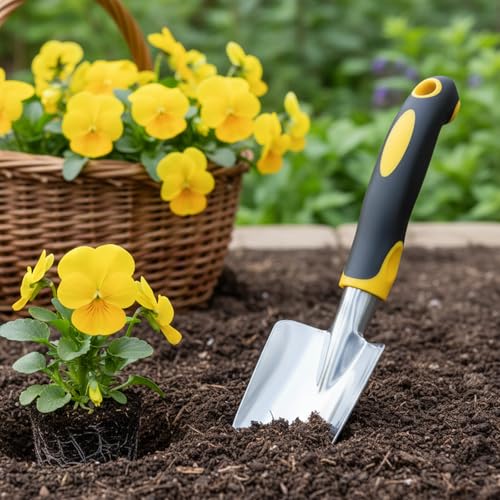 10 Pcs Garden Shovels Bulk, Hand Shovels Heavy Duty Trowel Garden Tool, Small Metal Hand Shovel Bulk Spade Shovel Gardens with Soft TPR Handle for Lawn Yard Farm