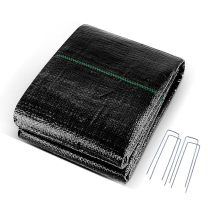 Approx.3.3FT×13FT Weed Barrier Fabric,Landscape Fabric,3.2oz Weed Barrier Fabric Heavy Duty,Weed Control Garden Cloth,Woven Geotextile Fabric for Garden Beds, Underlayment, with 4 U-Securing Pegs - size: 3.3FT×13FT, style: Weed Barrier Fabric+4 U-Securing