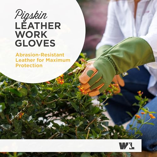 Wells Lamont Women's Leather Rose Pruning Gauntlet Gardening Glove, X-Large - size: X-Large