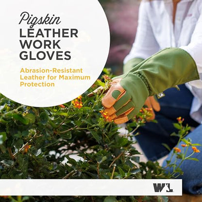 Wells Lamont Women's Leather Rose Pruning Gauntlet Gardening Gloves, Medium - size: Medium