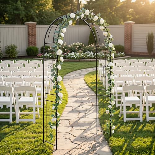 Metal Garden Arch Arbor, 94.5" H x 45.3" W, for Climbing Plants - color: Black Arch-C