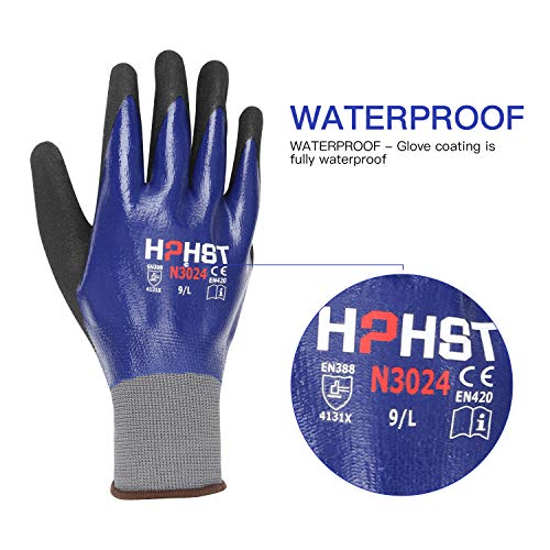 Waterproof Work Gloves, Working Safety Construction Gloves Heavy Duty Oil Resistant Gardening Gloves - size: XX-Large