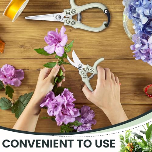Plant Scissors with Lock 2 Pack, 6'' Bypass Hand Pruner & 6.7" Precision Garden Scissors Rust Resistant Hand Sprout Pruning Shears Gardening Tools for Herbs, Plants