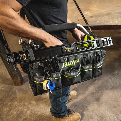 AWP Tool Bags, Premium Tool Bag, Black, Durable Tool Tote, for Professionals and Contractors - size: 18 Inch, style: Tool Tote