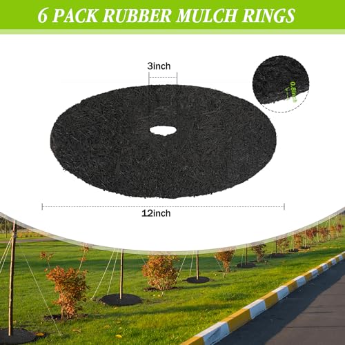 Peryiter 6 Pcs Rubber Mulch Tree Ring Protector Mat Weed Barrier, 12 in - style: 12 Inches