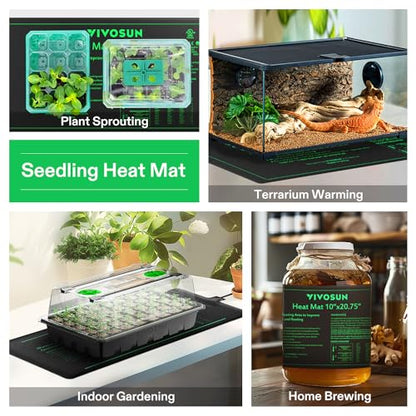 VIVOSUN 10" x 20.75" Durable Waterproof Seedling Heat Mat - size: 10"x20.75"