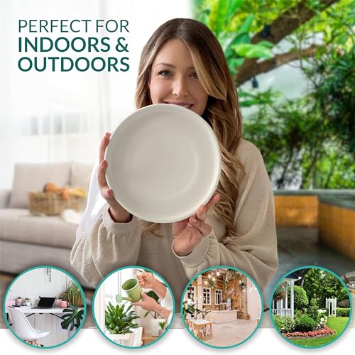Willowy Matte White Ceramic Pot Saucer - Drainage Tray for 6, 7, 8, 9 Inch Planters + More Sizes - color: Matte White, size: 9" (1 Pack)