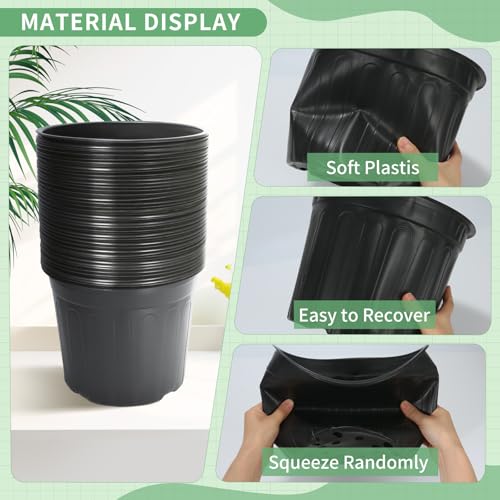 40 Pack 3 Gallon Nursery Pots, 10 Inch Plant Pots with Drainage Holes - size: 3 Gallon