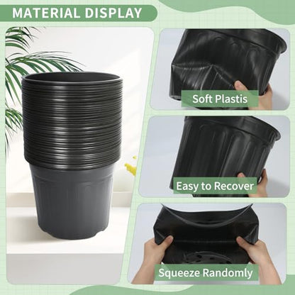 40 Pack 3 Gallon Nursery Pots, 10 Inch Plant Pots with Drainage Holes - size: 3 Gallon